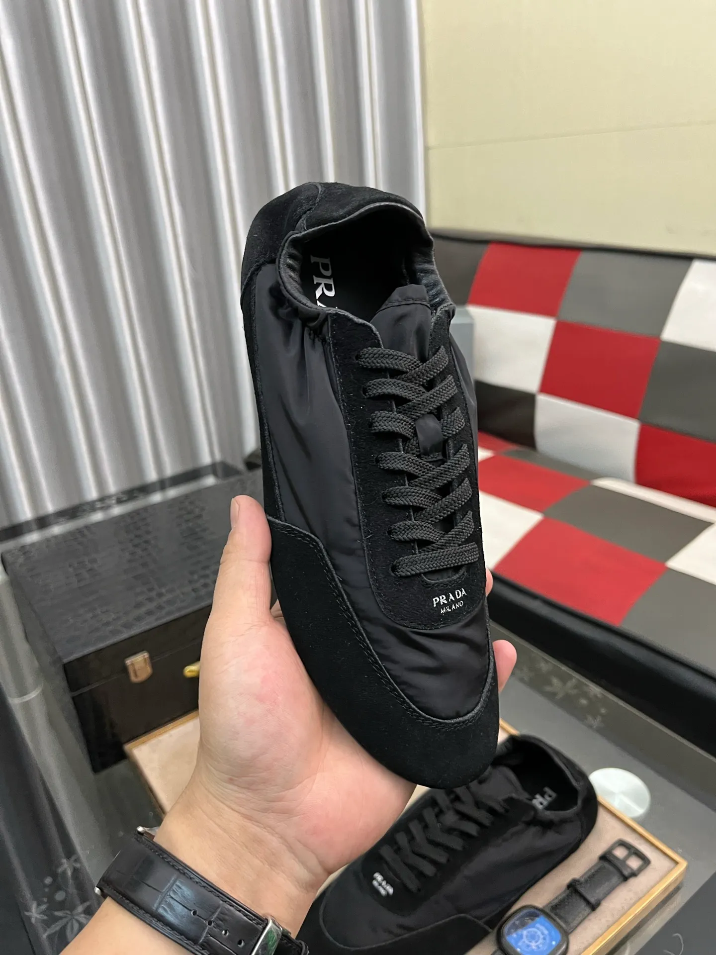 Men's shoes 💰500⌚️⌚️【PRADA】Prada - high-end quality original order 🔍🔍🔍 casual sports shoes - Upper: 🔝Nappa calfskin, brand high mercerized canvas, shoe body brand metal fasteners, tongue silk screen brand logo - Lining: water-dyed cowhide - Outsole: ultra-light TPU foam; molded outsole -Ultra-high quality control and fine workmanship: outstanding (high-end, extravagance, class) -Size: 38-446️⃣colors available
